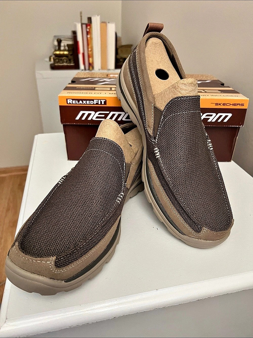Skechers - Memory Foam - slip-on loafers shoes Men's - Brown - 11.5